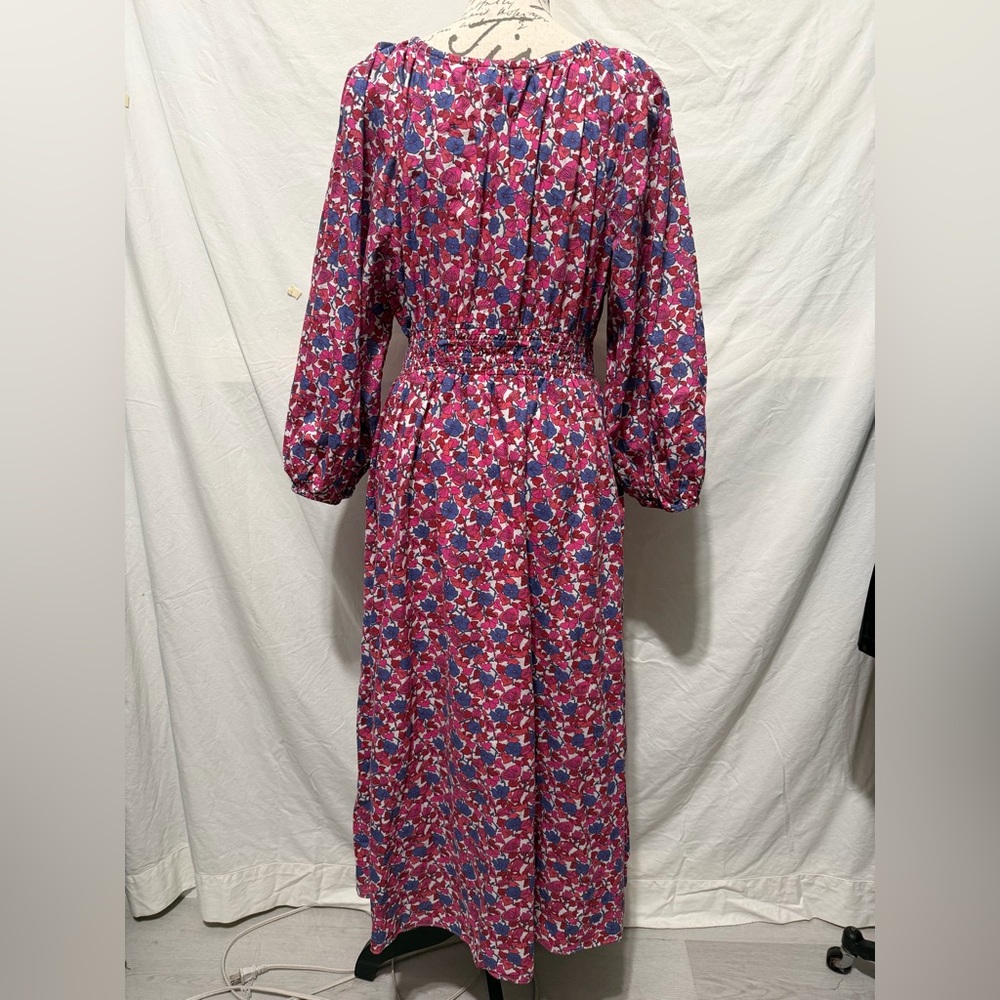 J CREW V-Neck Midi Dress in Berry Floral Size M - Picture 4 of 5